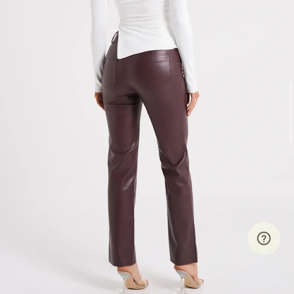 Meshki Laurette Faux Leather Straight Leg Pant - Dark Chocolate - Picture 6 of 8